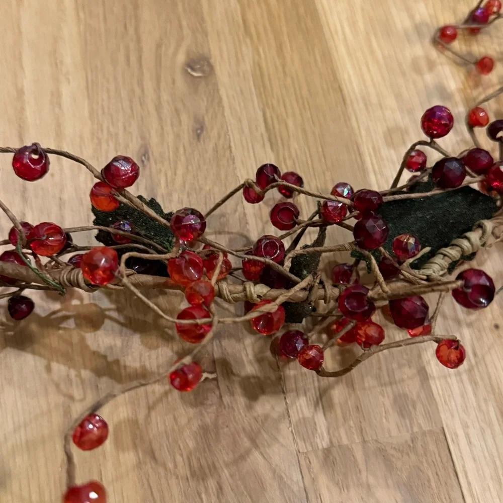 Vintage Berry Glass Bead Garland 5'